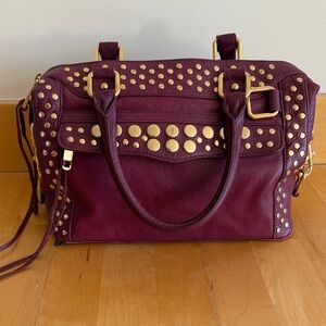 Elegant Burgundy Satchel with Gold Accents